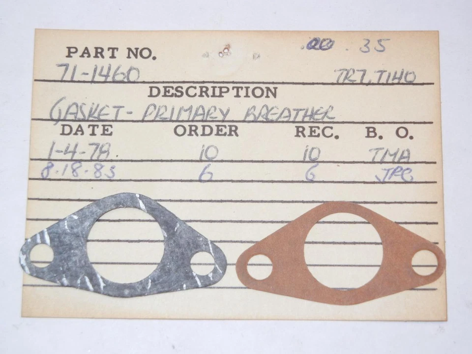 1973-on Triumph T140 primary case breather gasket QTY=2 original UK 71-1460 - Imagem 1 de 1