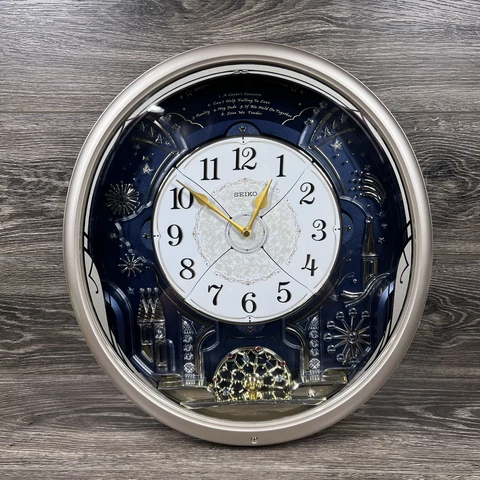 SEIKO Melodies In Motion Wall Clock w/Swarovski Crystals- Starry Night QXM139SRH Cover