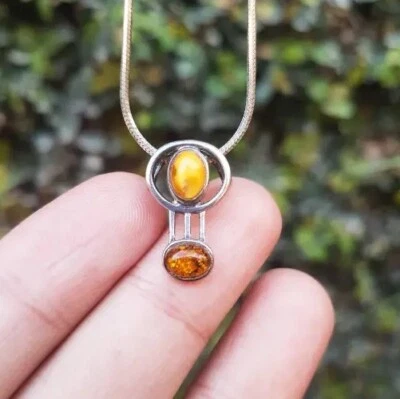 Handcrafted Baltic Amber Silver Pendant - Unique Sterling Silver Jewelry - Image 1 of 3