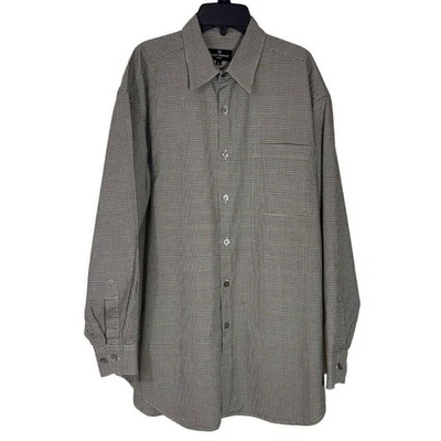 Hickey Freeman Sport Shirt Mens Large Brown Plaid Oxford Button Up Large Sleeve - Image 1 of 4