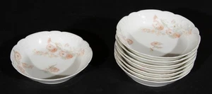 Haviland Limoges Obst Dessert Saucenschalen (8) Schleiger 237 Pfirsich & weißes Gänseblümchen - Bild 1 von 7