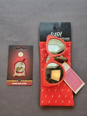 Gafas de sol retro The Flash DC Comics con estuche y soporte de anillo de teléfono prototipo  Foto 1 de 4