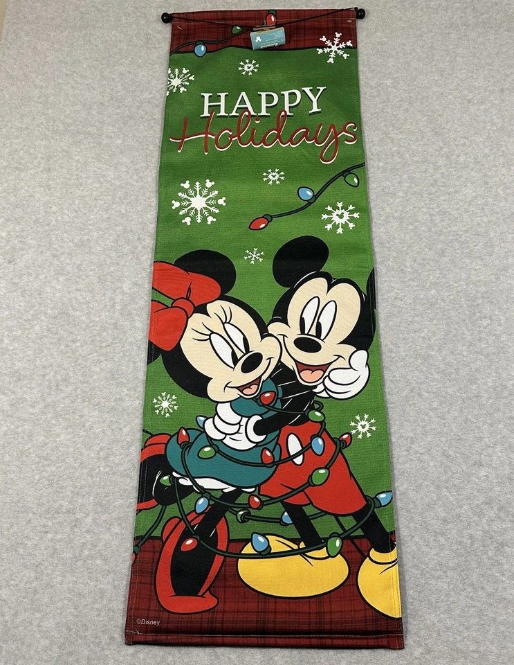Disney Mickey Mouse HAPPY HOLIDAYS 15X47.5” Hanging Banner