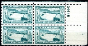 SC# 1009 - 1952 - 3¢ - Presa Grand Coulee - Bloque de 4 placas nunca articuladas como nuevo - Imagen 1 de 1