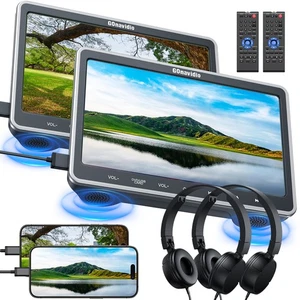 2 x 10,1" Full HD Bildschirm Auto DVD Player Kopfstütze Monitor TV HDMI USB SD + Headsets - Bild 1 von 12
