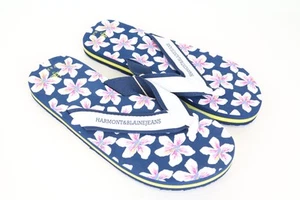 HARMONT & BLAINE Men's EU41 Blue Slip-On Flip Flops Floral Print Unisex - Picture 1 of 9