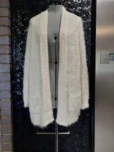 As New MILLERS L 14 16 ivory white Fluffy Volume Eyelash Long cardigan jumper - Picture 1 of 10