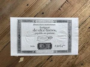 Pracht Frankreich 1792 10 Livres Banknote Nr:15034 - Bild 1 von 8