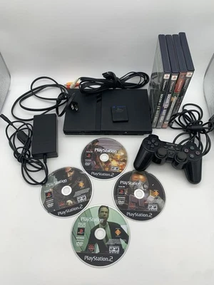 Consola delgada Sony PlayStation 2 PS2 PROBADA SCPH-70012 paquete tarjeta de memoria y juegos Foto 1 de 4