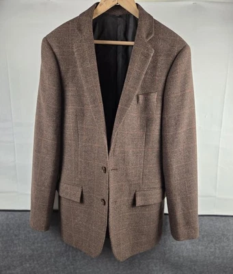 J Crew Thompson Blazer Mens 36R Brown Wool Large Check Design - Image 1 of 4