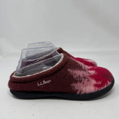 Zapatillas LL Bean para mujer Daybreak Mules rojo rosa bosque estampado de árboles acogedoras talla 8 Foto 1 de 4