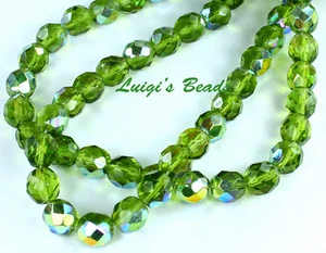 25 Olivin AB Tschechisch Feuerpoliert Facettiert Runde Glasperlen 8 mm - Bild 1 von 2