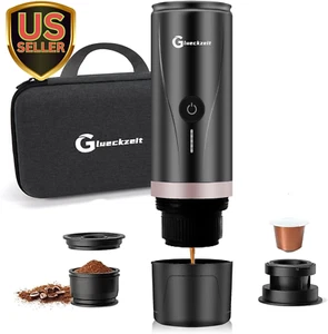 Black Portable Electric Espresso Machine, Car Travel Self-Heating Electric Coffe - Picture 1 of 9