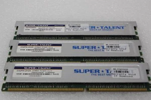 LOT OF 3 SUPER TALENT D27PA56A2 256MB 184P PC2700 CL2.5 8C DDR DIMM T001 - Picture 1 of 4