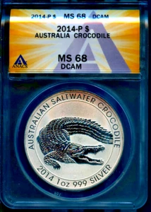 2014 Silver Australia Saltwater Crocodile MS 68 DCAM ANACS # 7640934 + Bonus - Picture 1 of 2