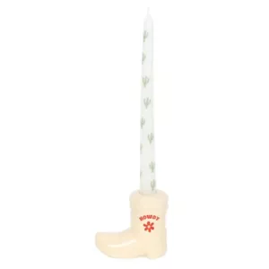 White Cowboy Boot Candle Holder - Picture 1 of 4