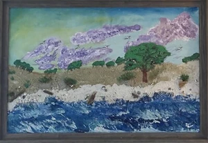 Beach Menagerie, Painting and Collage of a fantastical beachscape  - Picture 1 of 15