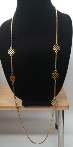 Collana Nodo Celtico Givenchy Vintage Tono Oro Logo G a Fibbia