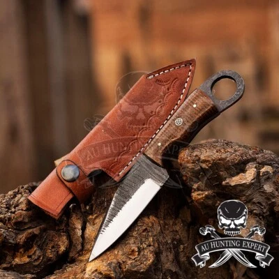 Cuchillo de caza Bowie afilado hoja fija camping militar supervivencia al aire libre 8 pulgadas Foto 1 de 4