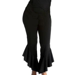 PANTALÓN ROCKTHOSECURVES NEGRO AJUSTADO CINTURA ALTA CON DOBLADILLO VOLANTES - Imagen 1 de 5