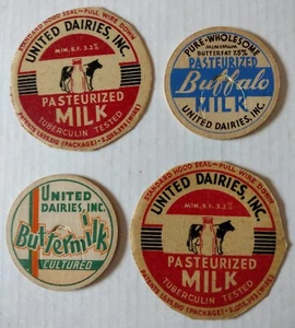 Manilla P.I. de colección Segunda Guerra Mundial Tapa de botella de leche Buffalo United Dairies Inc. tuberculina  - Imagen 1 de 5