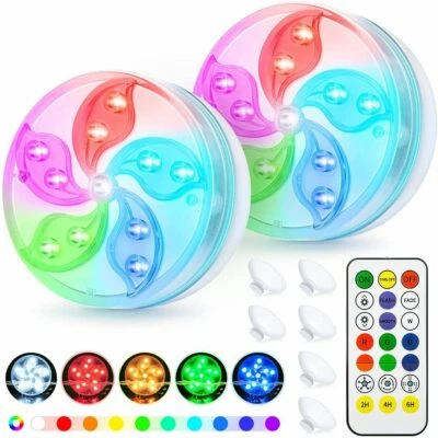 2/4PC Submersible 11LED RGB Flower Light Floating Fountain Pool Pond Lamp Garden - Image 1 of 4