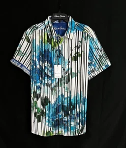Robert Graham KITT Floral Striped EXCLUSIVE $238 2XL Classic Short Sleeve NWT - Picture 1 of 10