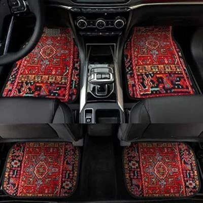 4Pcs Bohemian Car Floor Mats Heavy Duty Dirty Resistant Persian Carpet Car Rugs