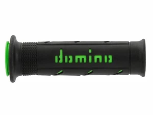PAIR OF STREET ON ROAD ROAD RACING DOMINO A250 KNOBS BLACK-GREEN - Picture 1 of 1