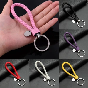 Fashion Braided Faux Leather Keyring Wristlet Wrist strap Keychain Key Fob DIY - Picture 1 of 30