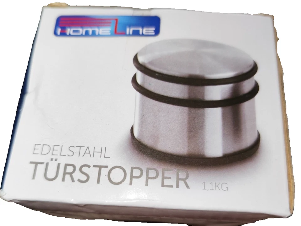 Türstopper 1,1 kg Edelstahl Türfeststeller Türhalter Türpuffer Gummirad schwarz - Bild 1 von 1