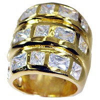 exquisite White CZ Gold Plated White Ring genuine generally US gift