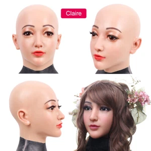 Realistic Silicone Female Mask With Makeup Cosplay Crossdresser Full Face Masks - Picture 1 of 24