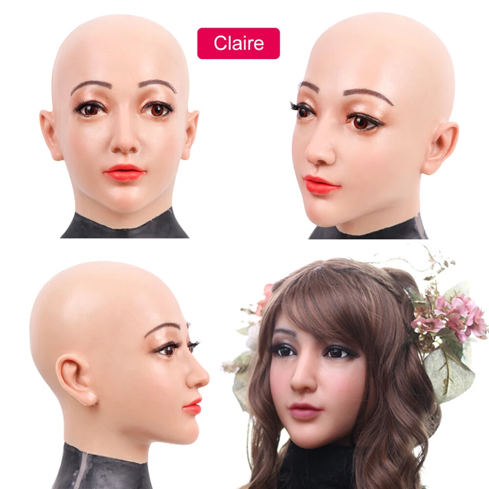 Máscara femenina de silicona realista sombreros máscaras faciales para travesti drag queen Foto 1 de 4