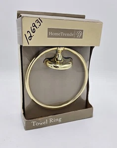 Gold Tone 6" Wall Mount Round Towel Ring Holder Hanger Bathroom Kitchen Complete - Picture 1 of 9
