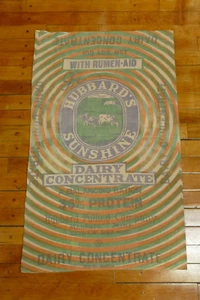 RARE Vintage Hubbard’s Sunshine 100lb Dairy Concentrate Cloth Feed Seed Sack - Picture 1 of 9