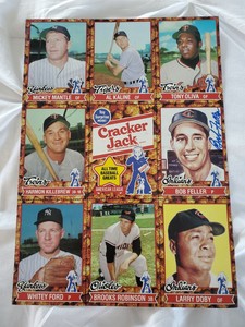 1982 Cracker Jack Baseball Cards Full Uncut Sheet  Mantle + Feller autograph! 