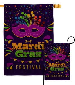 Mardi Gras Festival Burlap Gardn Flag Springtime Decorative Gift Yard Banner - Picture 1 of 19