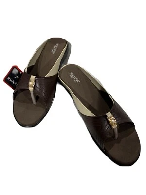 Sandalia Health Fit Wedge Slide marrón para mujer talla 9 Foto 1 de 4