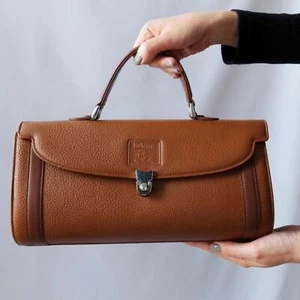Authentic Vintage Brown Grained Leather Top Handle Bag - Picture 1 of 16