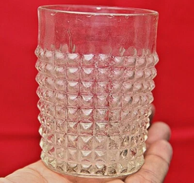 1900s OLD ANTIQUE SCARCE UNIQUE OCTAGON BUBBLES EMBOSSED CLEAR GLASS TUMBLER - image 1 of 4