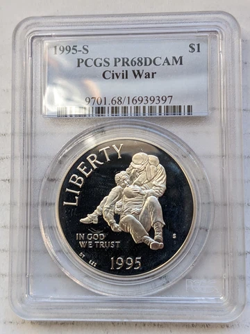 1995-S Civil War 90% Silver Dollar PCGS PR68DCAM $1 San Francisco Cover