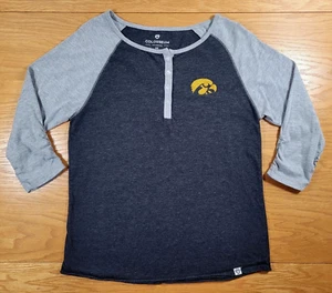IOWA HAWKEYES Sparkle Sequin Logo Bunched 1/2 Sleeve Shirt Size M Women's Medium - Picture 1 of 2