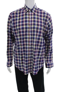 J. Mclaughlin Men's Long Sleeves Button Down Multicolor Plaid Shirt Size M - Picture 1 of 6