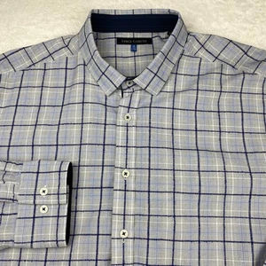 Vince Camuto Mens Shirt Size XL Blue Checks Contrasting Trim - Picture 1 of 10