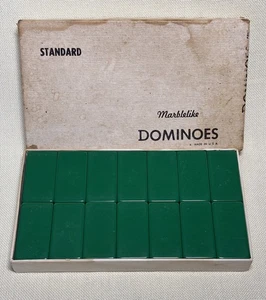 Vintage Complete Set Of 28 Puremco #616 Marblelike Green Dominoes Waco, Texas - Picture 1 of 4