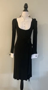 Diane von furstenberg black and white Collared Wrap Dress Size US6 fits AUS -10 - Picture 1 of 5
