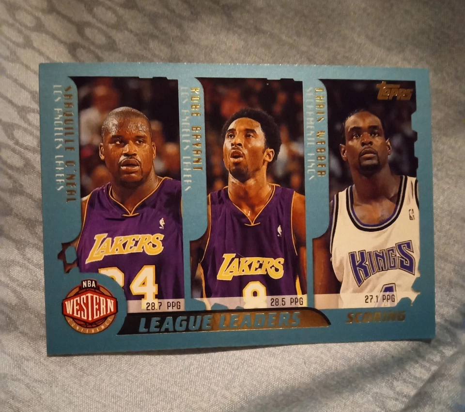 2001-02 Topps - League Leaders Kobe Bryant, Shaquille O'Neal, Allen Iverson #215 - Image 1 of 1
