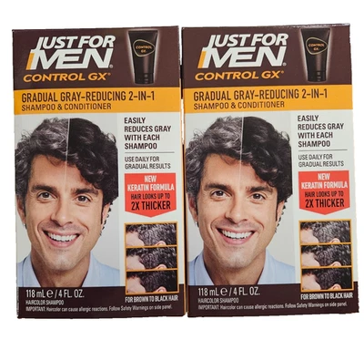 Just For Men CONTROL GX Grey Reducing 2in1 4oz ( 2 pack )  NEW LOOK! - Image 1 of 3