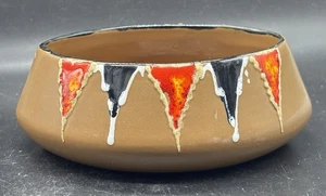 Studio Art Pottery Trinket Bowl Dish Brown Earth Drip Glaze - Picture 1 of 4